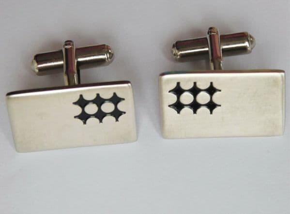 Vintage metal cufflinks rectangular with black enamel pattern px